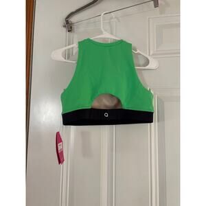 Maqui ideal lift high neck top sports bra in green and navy blue NWT size large